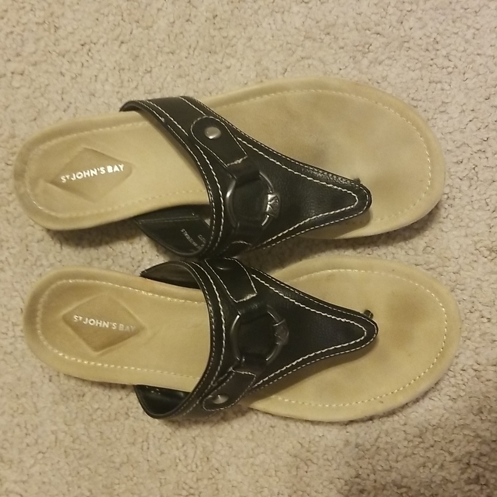 St. Johns Bay Black Thong Sandals
